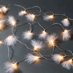 Butlers LED-Lichterkette Federn 20 Lichter Mit USB-Batteriefach FEATHERS In Weiß
