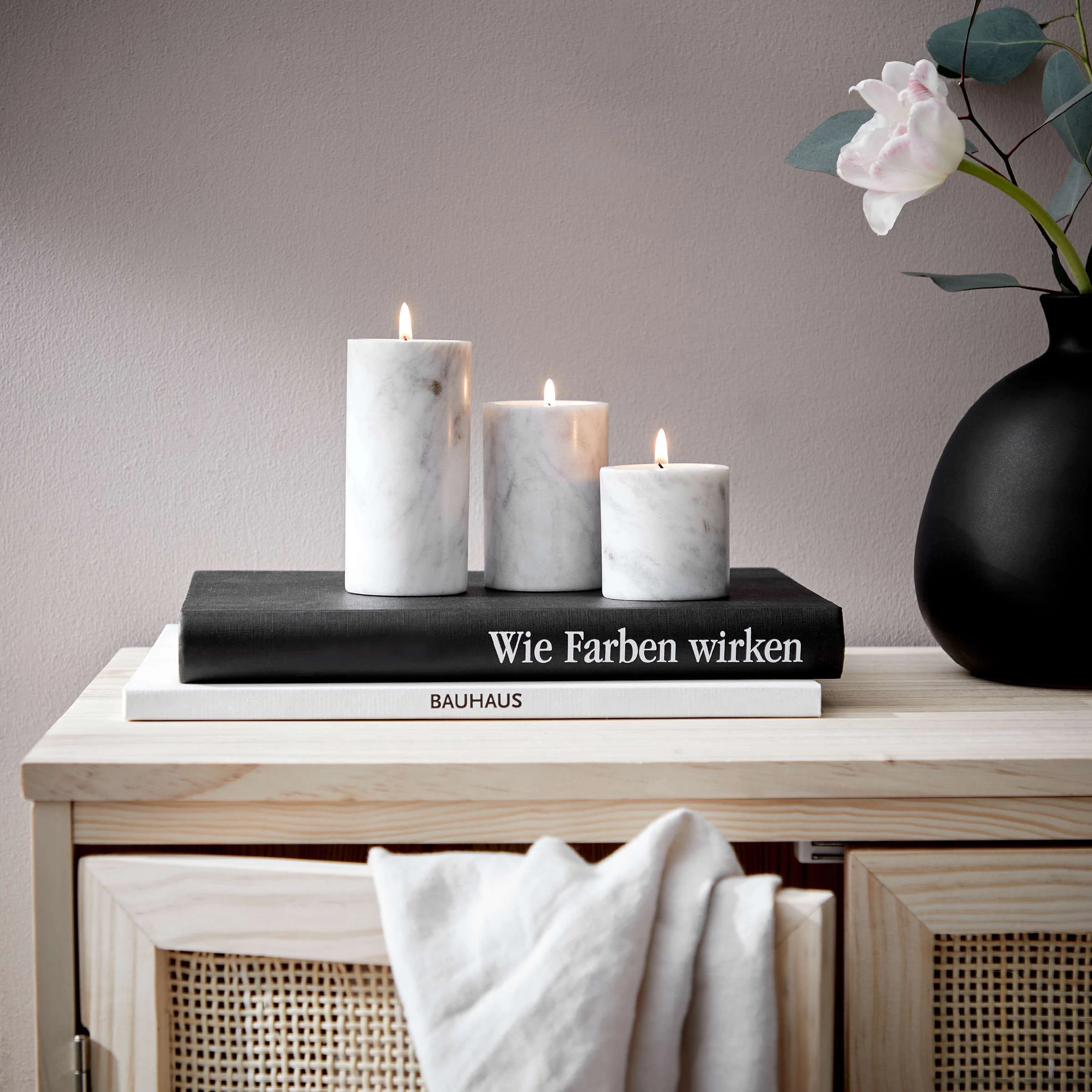 Butlers Teelichthalter-Set 3-tlg. MARBLE In Weiß – Bild 2