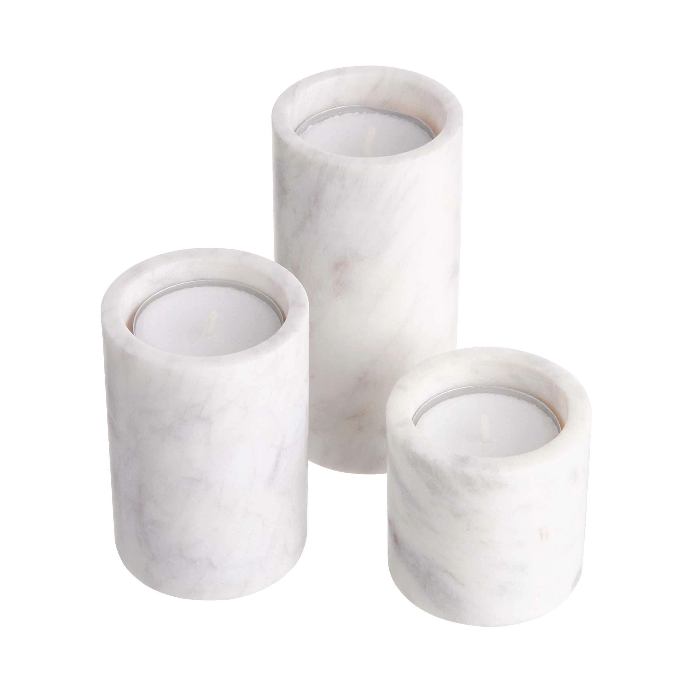 Butlers Teelichthalter-Set 3-tlg. MARBLE In Weiß – Bild 3