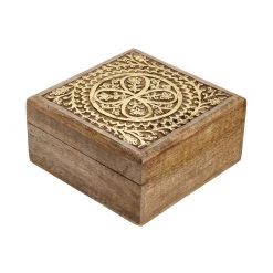 Butlers Truhe Mit Schnitzerei L 17 X B 17cm TREASURE In Hellbraun-Gold