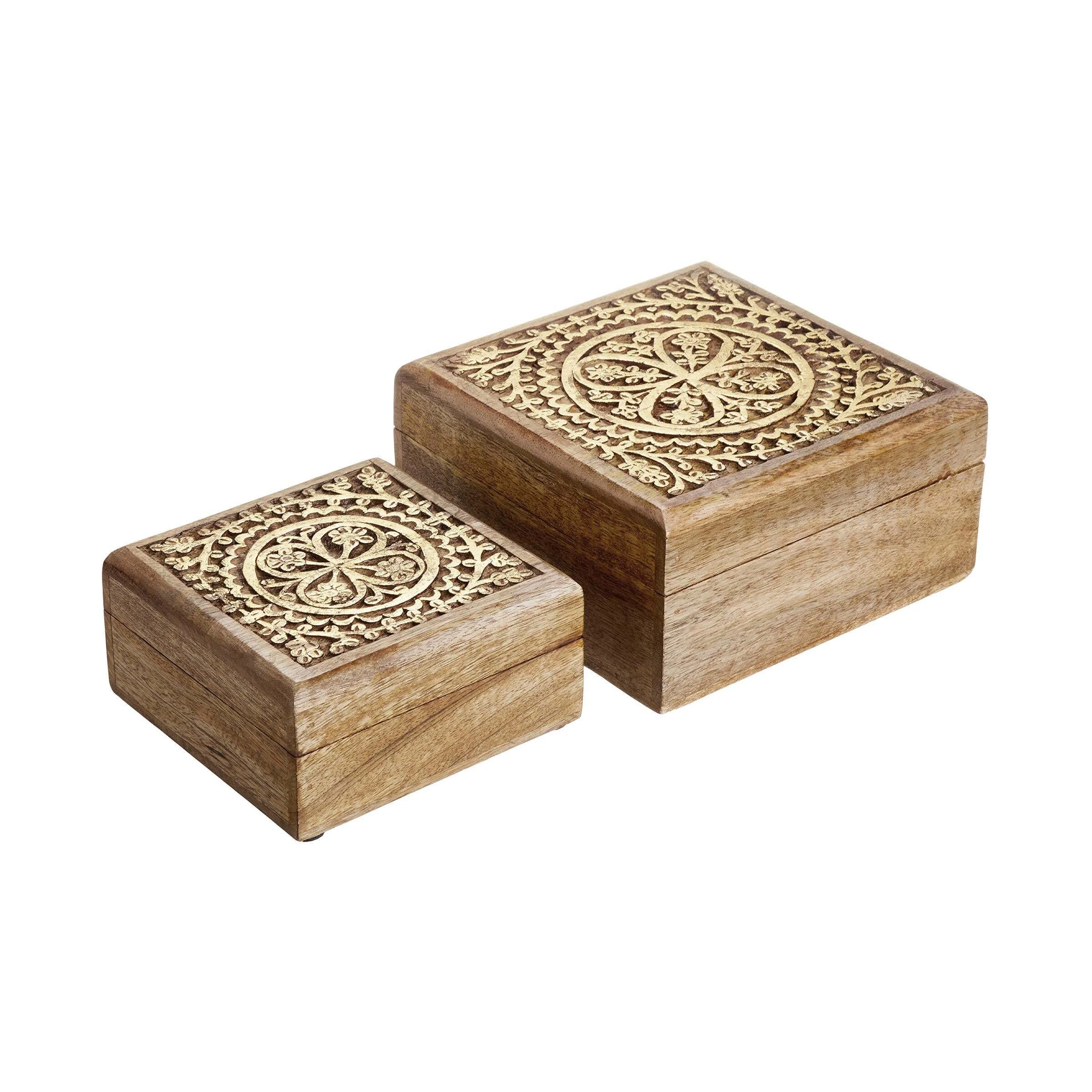 Butlers Truhe Mit Schnitzerei L 17 X B 17cm TREASURE In Hellbraun-Gold – Bild 6