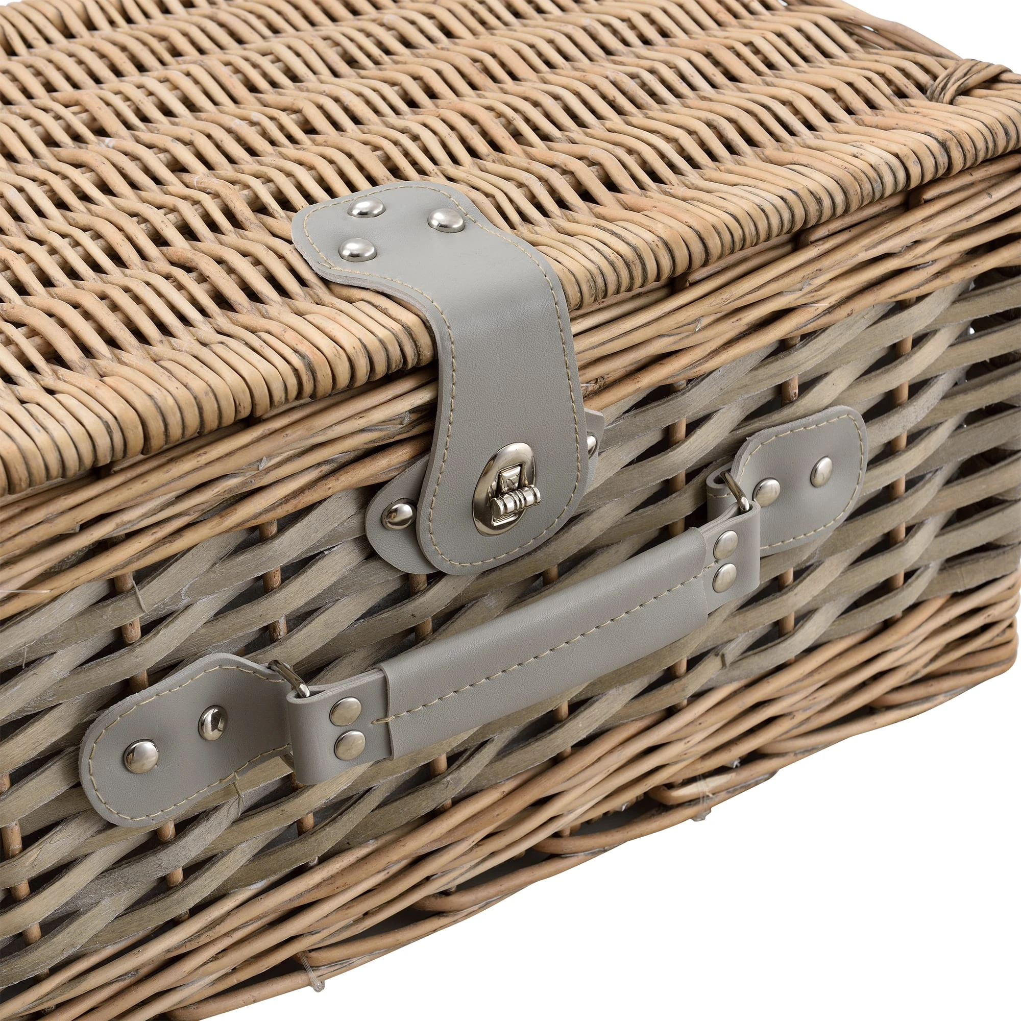 Casa.pro Picknick-Korb Für 4 Personen In Grau (L)40cm (B)28cm (H)19cm – Bild 3