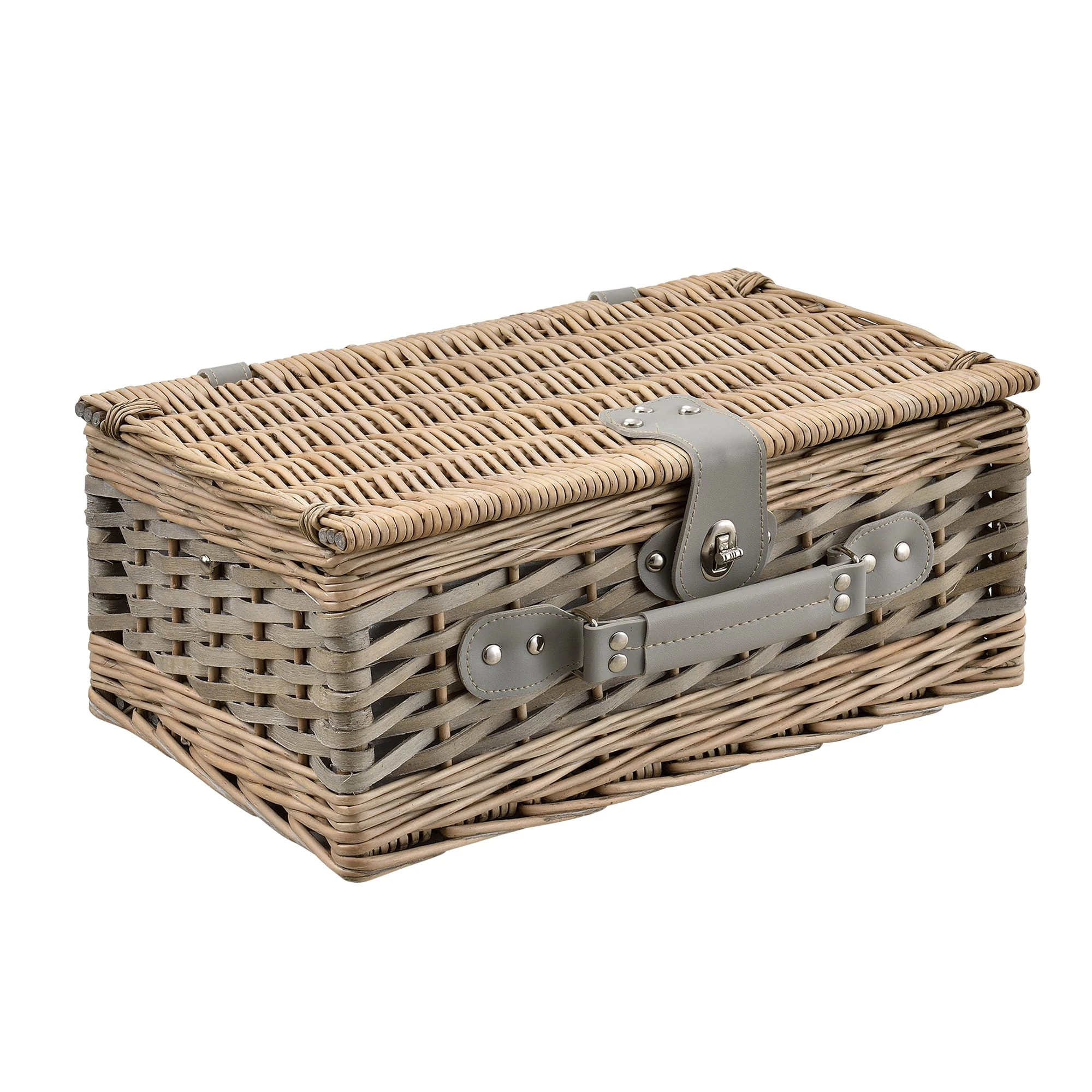 Casa.pro Picknick-Korb In Blau Weiß (L)38cm (B)25cm (H)16cm – Bild 2