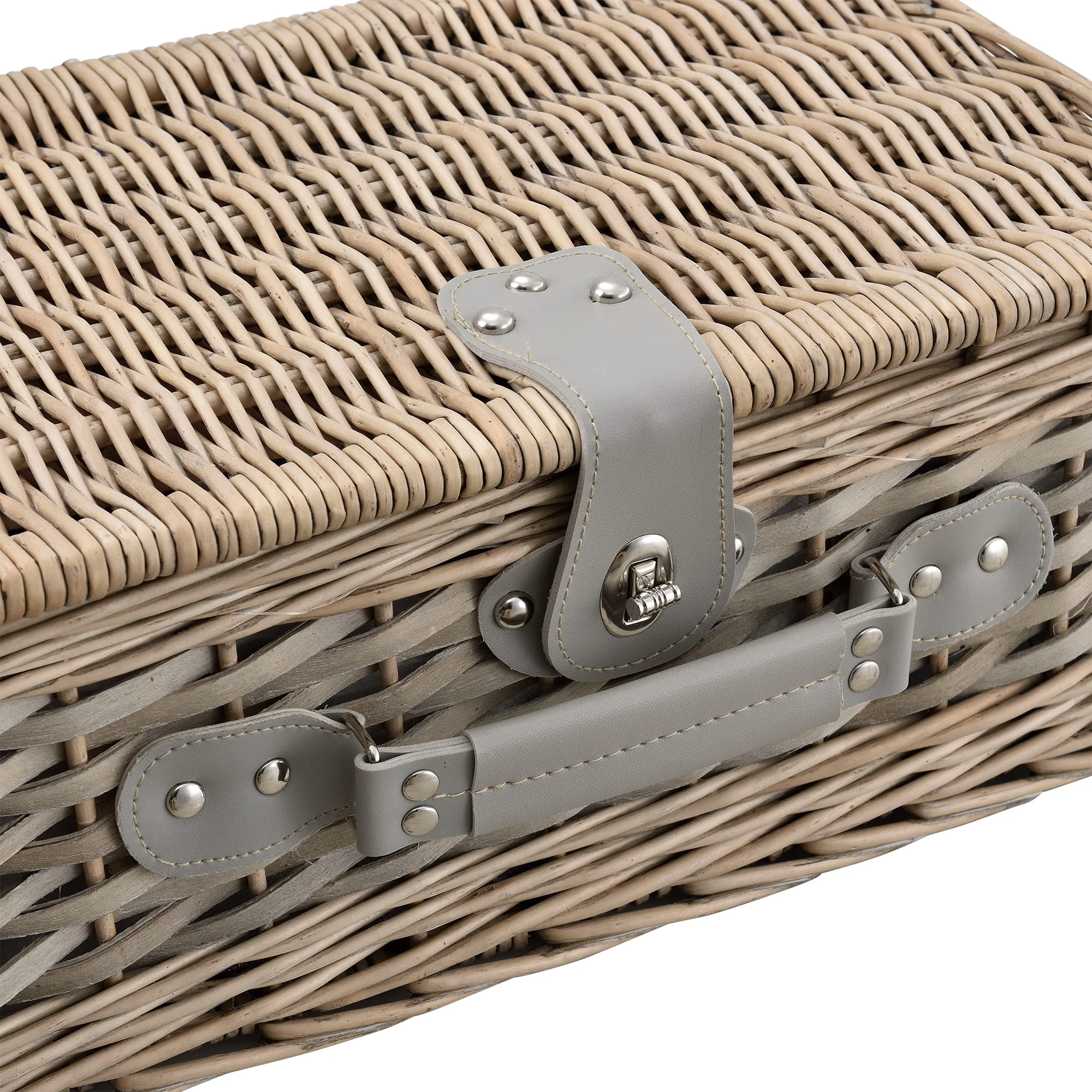 Casa.pro Picknick-Korb In Blau Weiß (L)38cm (B)25cm (H)16cm – Bild 3