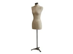 Chic Antique MANNEQUIN Aus Holz Auf Metall Fuß Mit Dekor 35x155 Cm