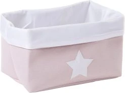 Childhome Korb Canvas, Rosa/weiß, 32x20x20 Cm