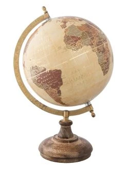 Clayre & Eef Globus In Beige/ Braun/ Gold - (B)22 X (H)33 X (T)20 Cm