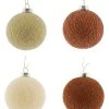 Cotton Ball Lights 12er-Set: Weihnachtskugeln In Hellbraun/ Gold/ Creme - Ø 6,5 Cm