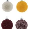 Cotton Ball Lights 12er-Set: Weihnachtskugeln In Rot/ Gelb/ Creme - Ø 6,5 Cm
