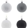 Cotton Ball Lights 12er-Set: Weihnachtskugeln In Schwarz/ Silber/ Weiß - Ø 6,5 Cm
