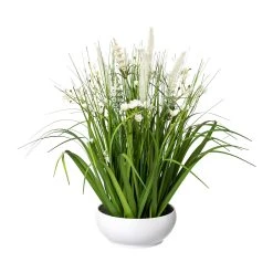 Creativ Green Deko-Pflanze Blüten-Gras-Mix In Weiß