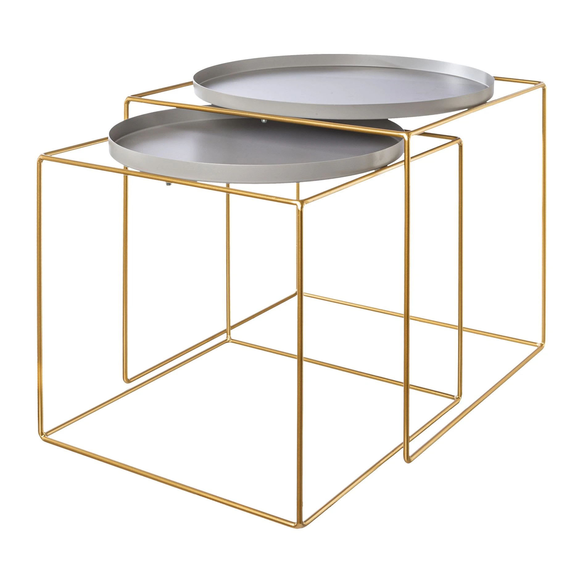 Creativ Home Beistelltisch Im 2er Set Aus Metall In Gold-grau