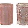 Creativ Home Teelichthalter Aus Glas In Rosa