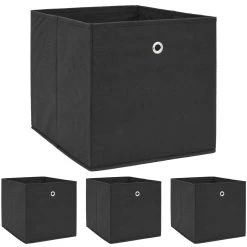 Dunedesign 4er Set Aufbewahrungsbox Mit Öse 33x38x33cm In Schwarz