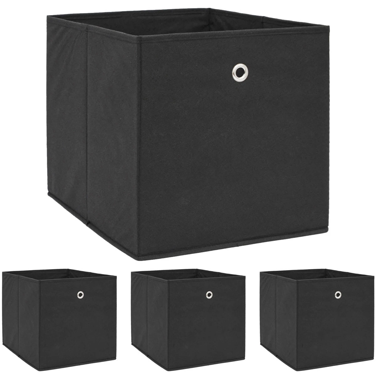 Dunedesign 4er Set Aufbewahrungsbox Mit Öse 33x38x33cm In Schwarz