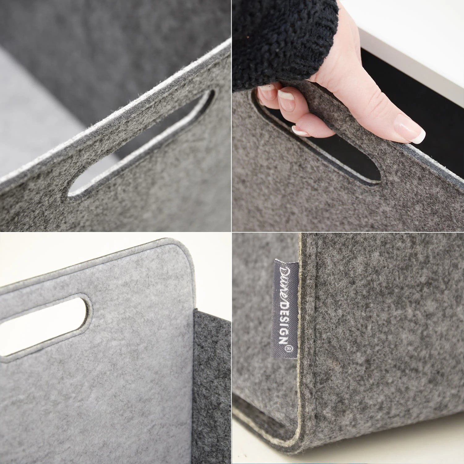 Dunedesign Filz Aufbewahrungsbox 33x33x38cm In Grau – Bild 5