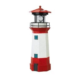 EASYmaxx Solar Leuchtturm LED Deko Leuchte Garten Rotierender Lichtstrahl 360° Rot / Weiß