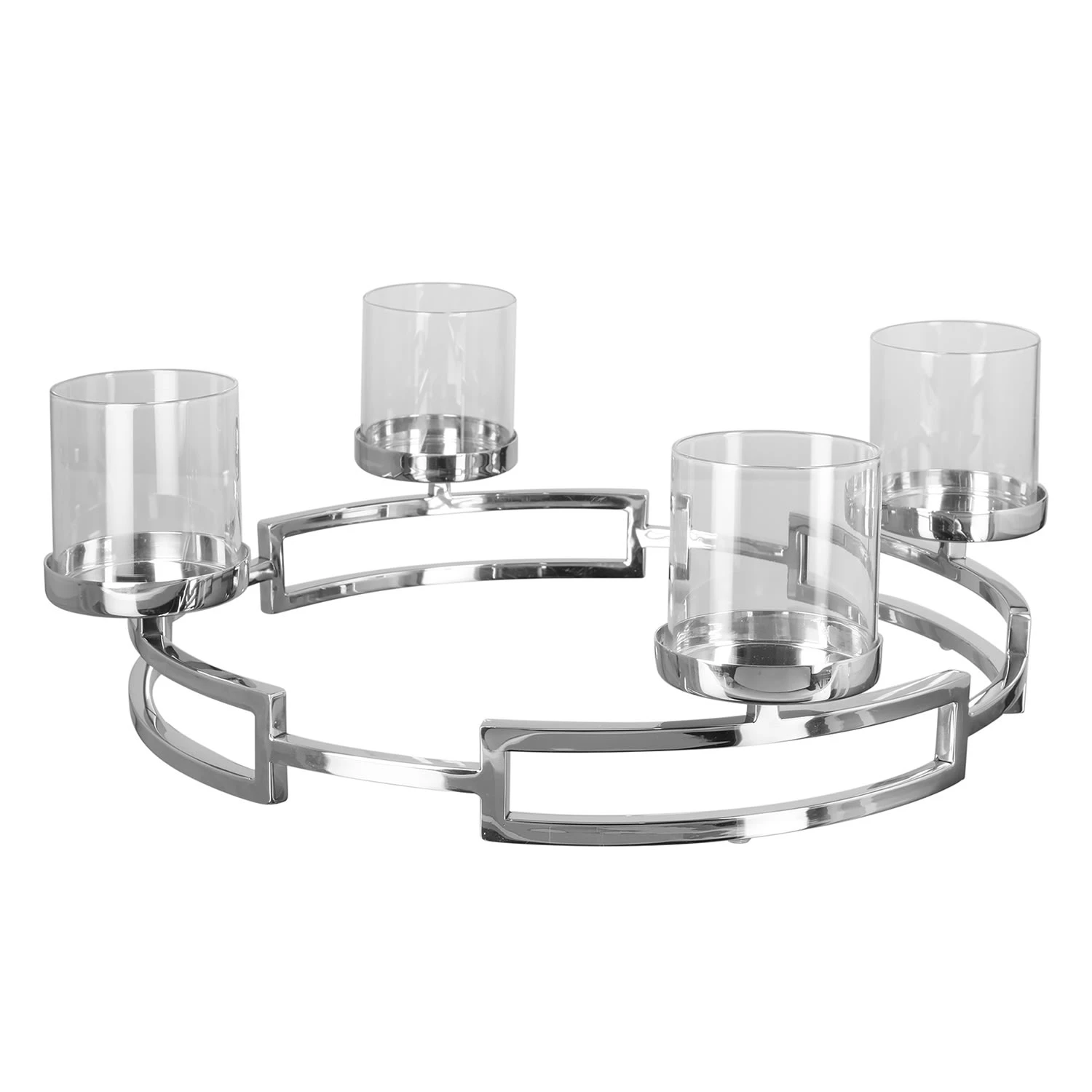 Fink Leuchter "Hommage" Mit Glas In Silber - D. 47 Cm