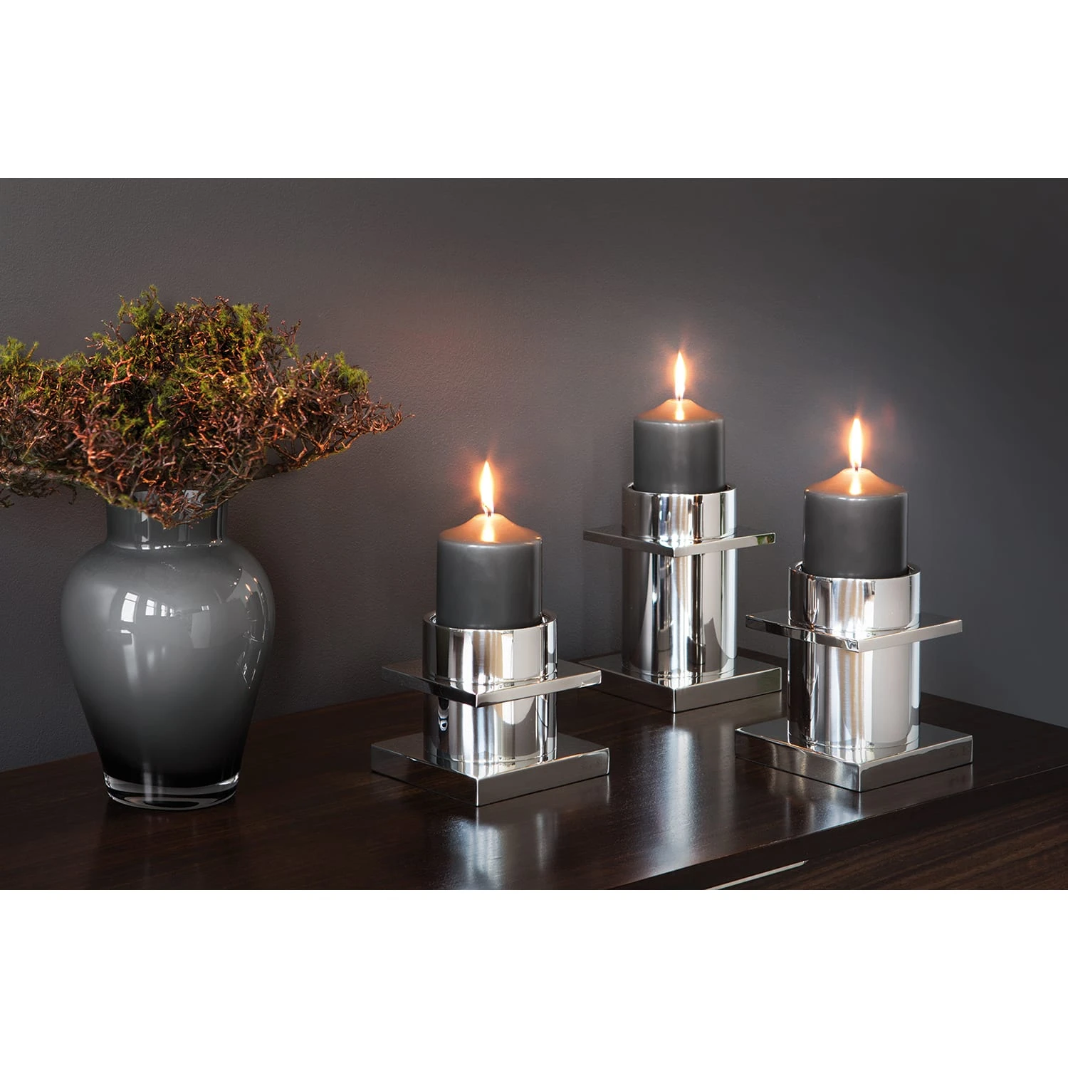 Fink Stumpenhalter "Memphis" In Silber - H. 15 Cm - D. 13 Cm – Bild 2