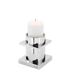 Fink Stumpenhalter "Memphis" In Silber - H. 15 Cm - D. 13 Cm