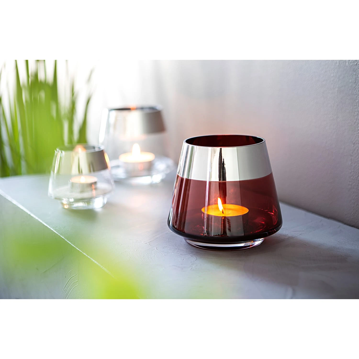 Fink Teelichthalter "Jona" In Rot - H. 13 Cm - D. 15 Cm – Bild 2