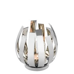 Fink Windlicht "Orfea" Mit Glas In Silber - H. 20 Cm - D. 18,5 Cm