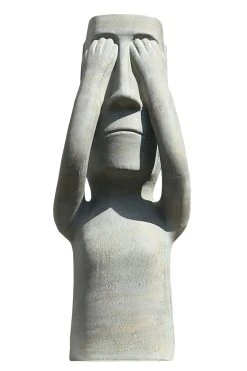 Gilde Skulptur "Nichts Sehen" In Grau - H. 70 Cm
