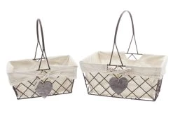 HomeLiving Draht-Korb "Holzherz" 310x210x140 In Braun