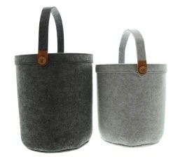 HomeLiving Filzkorb "Grey" 250x250x300 In Grau