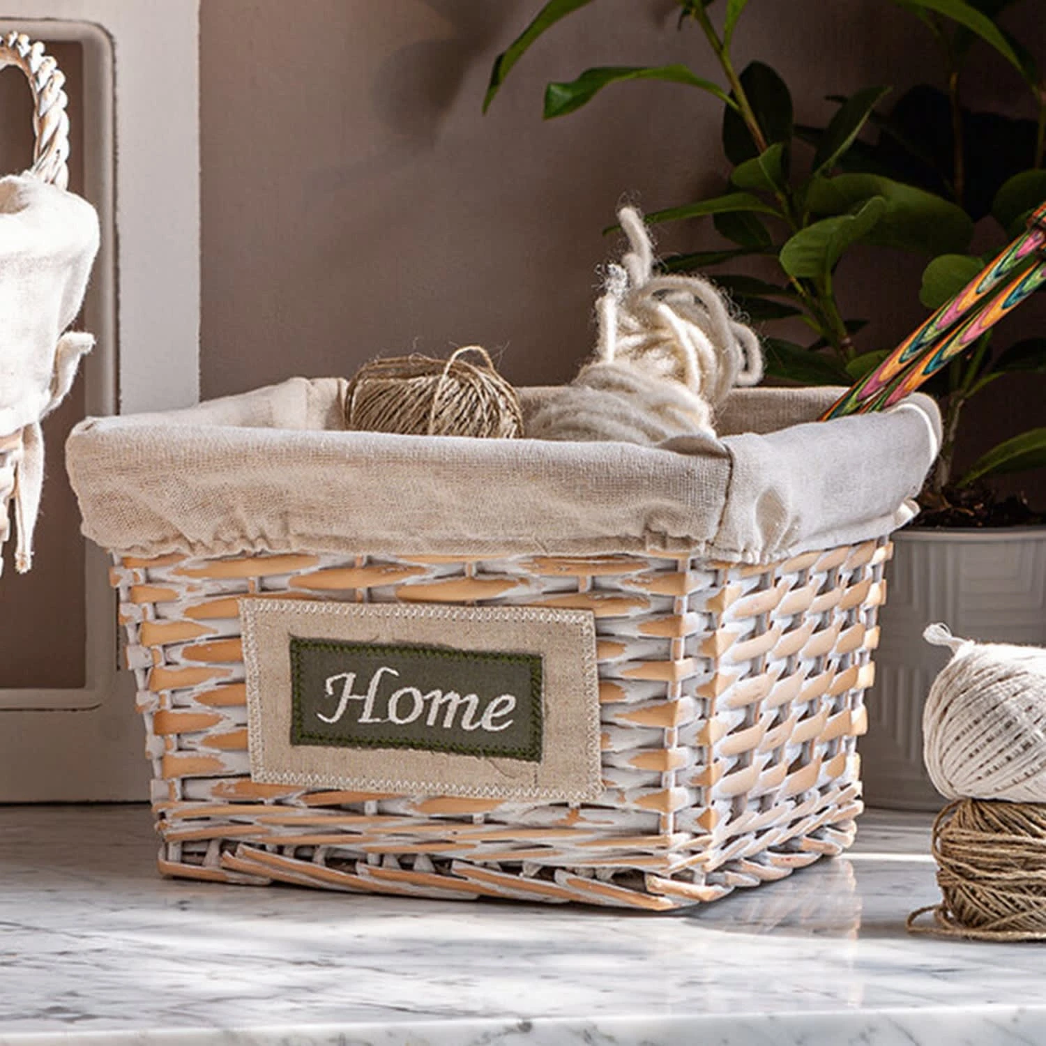 HomeLiving Füllkorb "Home" 250x250x160 In Weiß – Bild 2