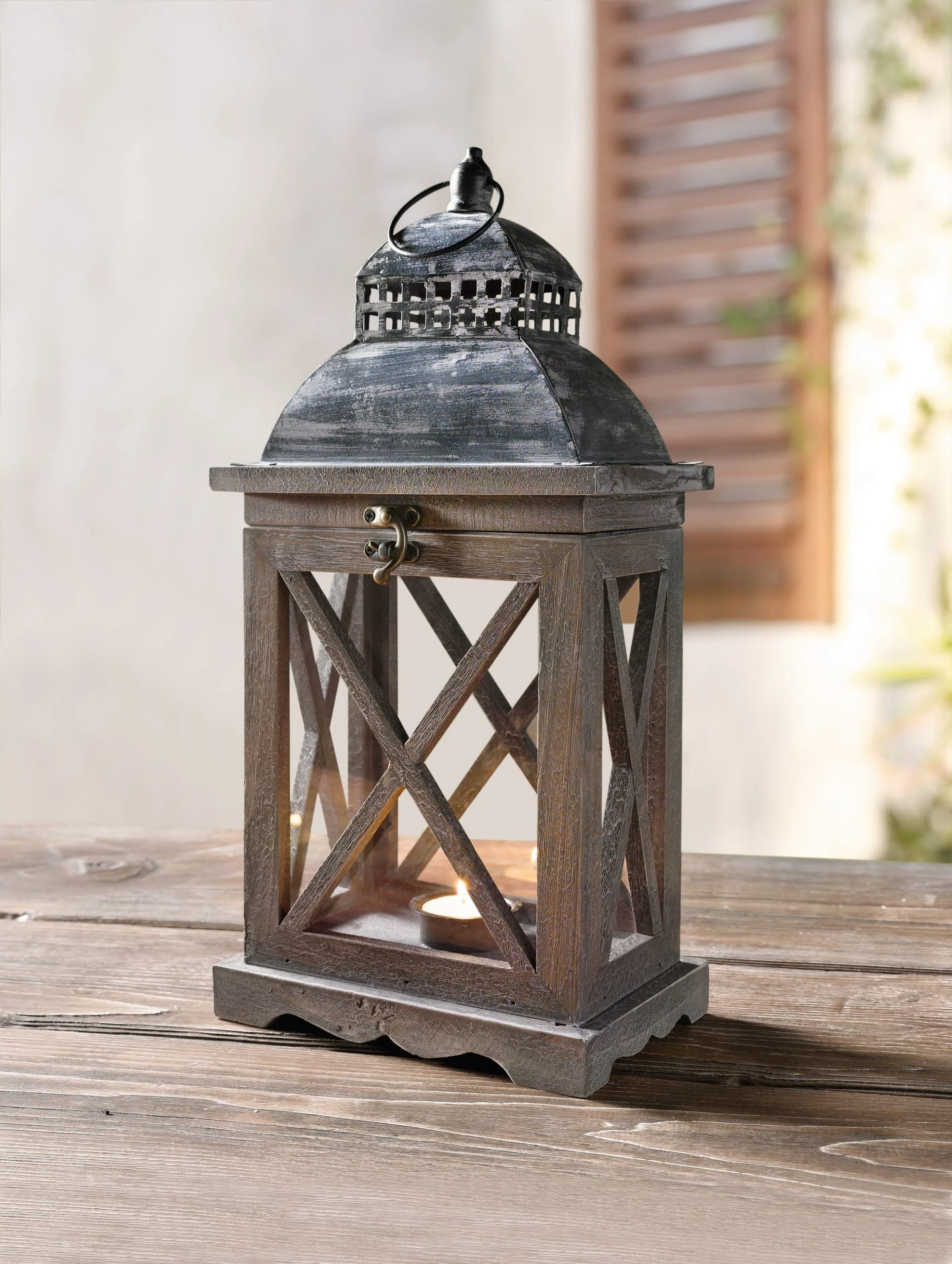 HomeLiving Holz-Laterne "Klassik" 190x120x390 In Braun – Bild 2