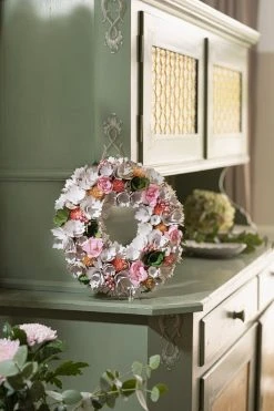 HomeLiving Kranz "Holzblüten" 33x33x7 In Bunt