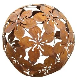 HomeLiving Kugel "Blumen" 24x24 In Braun