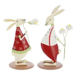 HomeLiving Metall-Hase "Blümchen" 200 In Bunt