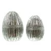 HomeLiving Spar-Set 2x Deko-Ei "Silberstreifen", 13 Cm In Silber
