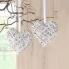 HomeLiving Spar-Set 2x Deko-Hänger "Weißes Herz", 20 Cm-Band In Weiß