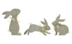 HomeLiving Spar-Set 2x Deko "Hasentrio", Höhe 10 Cm, 12 Cm, 15 Cm In Weiß