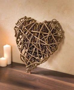 HomeLiving Spar-Set 2x Deko-Herz "Rebenholz", 40 Cm In Braun