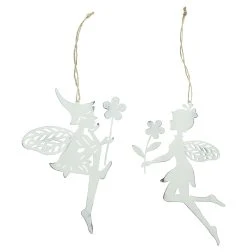 HomeLiving Spar-Set 2x Hänger "Fee", Höhe 20 Cm In Weiß