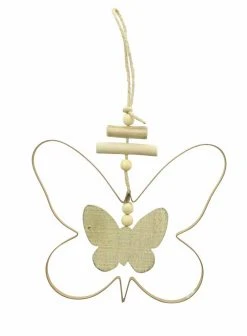 HomeLiving Spar-Set 2x Hänger "Schmetterling", 25 X 21 Cm In Beige