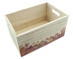 HomeLiving Spar-Set 2x Holzkiste "Herbstblätter", 30 X 20 X 16 Cm In Bunt