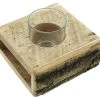 HomeLiving Spar-Set 2x Kerzenhalter "Wood", 16 X 16 X 8 Cm In Bunt