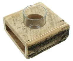 HomeLiving Spar-Set 2x Kerzenhalter "Wood", 16 X 16 X 8 Cm In Bunt