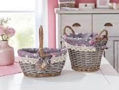 HomeLiving Spar-Set 2x Korb "Rosenliebe", 25 X 17 X 11 Cm, GH 23 Cm In Bunt