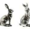 HomeLiving Spar-Set 2x Osterhase "Silberglanz", 11 Cm In Silber