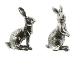 HomeLiving Spar-Set 2x Osterhase "Silberglanz", 11 Cm In Silber