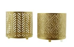HomeLiving Spar-Set 2x Windlicht "Gold", 10 X 10 Cm In Gold