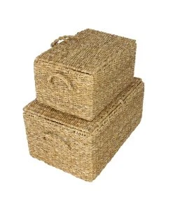 HomeLiving Truhe "Seegras" 500x340x250 In Braun