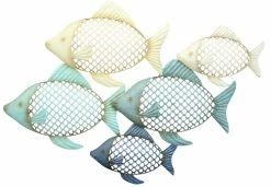 HomeLiving Wanddeko "Fischschwarm" 670x460 In Bunt