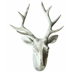 HomeLiving Wanddeko "Hirschkopf" 330x420x190 In Silber